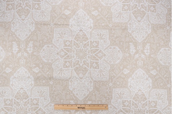 Thibaut Tarragon F964123 Printed Linen Blend Drapery Fabric in Beige