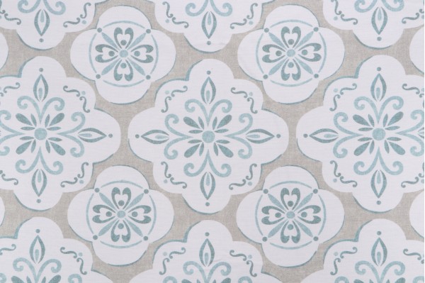 Belle Maison Casey Printed Cotton Drapery Fabric in Bay Stout