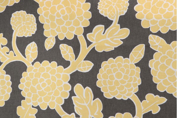 Thibaut Nikko F916016 Printed Linen Blend Drapery Fabric in Yellow and Grey