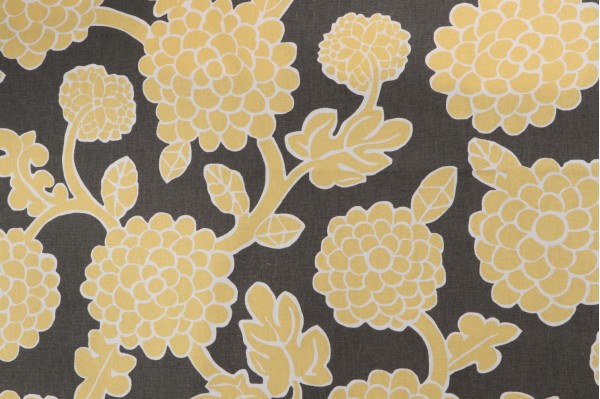 Thibaut Nikko F916016 Printed Linen Blend Drapery Fabric in Yellow and Grey