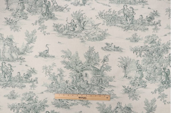 Heirloom Fabrics Pastorale Printed Cotton Drapery Fabric in 3-White/Green for Covington