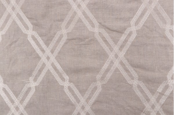 Thibaut Fusion Trellis W736148 Embroidered Linen Drapery Fabric in Natural