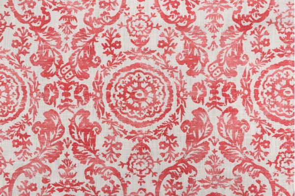 Thibaut Sansome F94152 Printed Linen Blend Drapery Fabric in Red