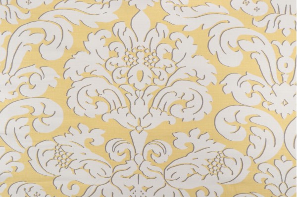 Thibaut Trelawny Damask Printed Linen Blend Drapery Fabric in Yellow