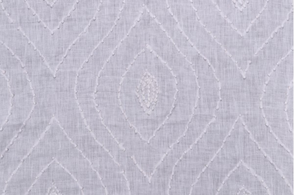 Thibaut Balboa Dots W75702 Embroidered Linen Drapery Fabric in White on White