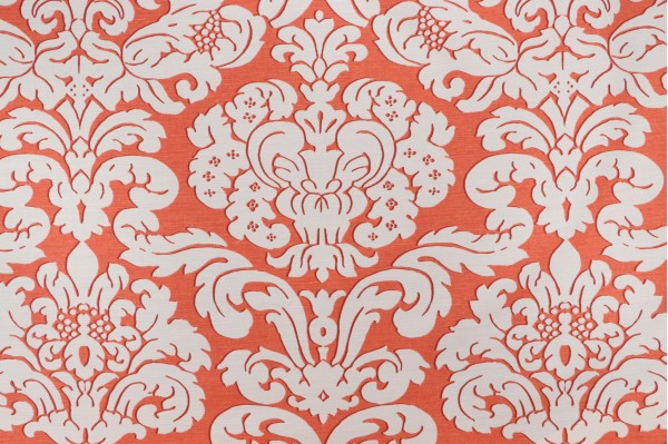 Thibaut Trelawny F914220 Printed Linen Blend Drapery Fabric in Coral