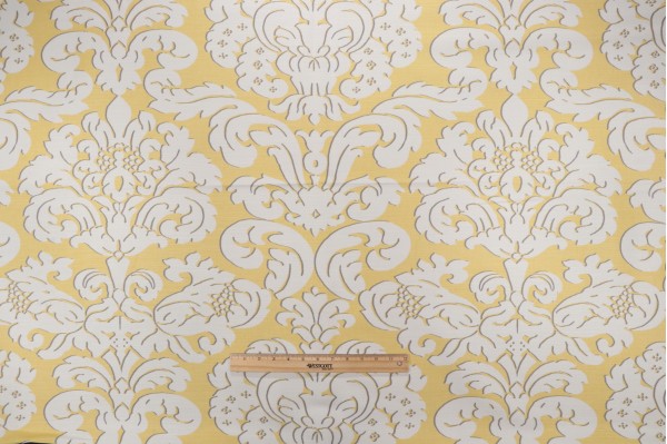 Thibaut Trelawny Damask F914216 Printed Linen Blend Drapery Fabric in Yellow