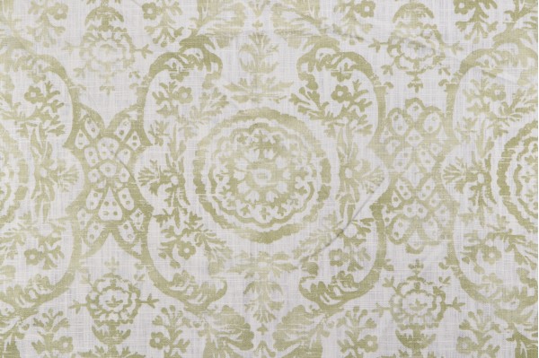 Anna French Sansome F94154 Printed Linen Blend Drapery Fabric in Lime for Thibaut