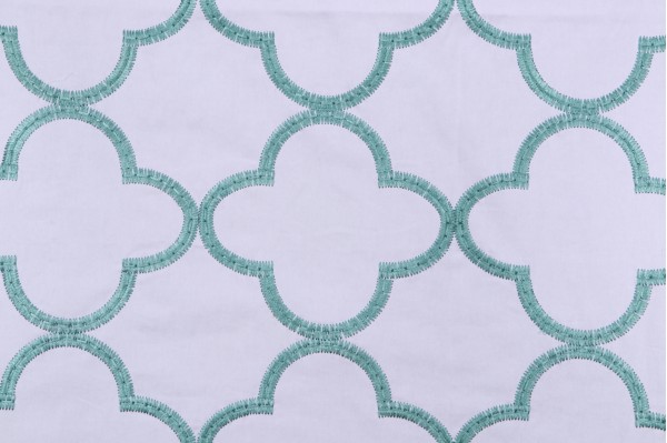 Thibaut Mara W716004 Embroidered Drapery Fabric in Turquoise