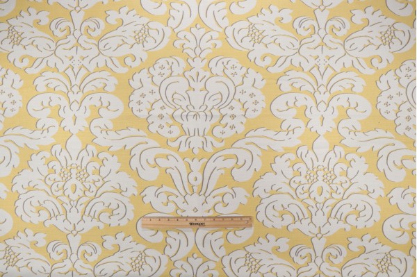 Thibaut Trelawny Damask F914216 Printed Linen Blend Drapery Fabric in Yellow
