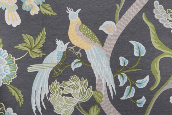 Thibaut Janta Bazaar F964157 Printed Linen Blend Drapery Fabric in Charcoal