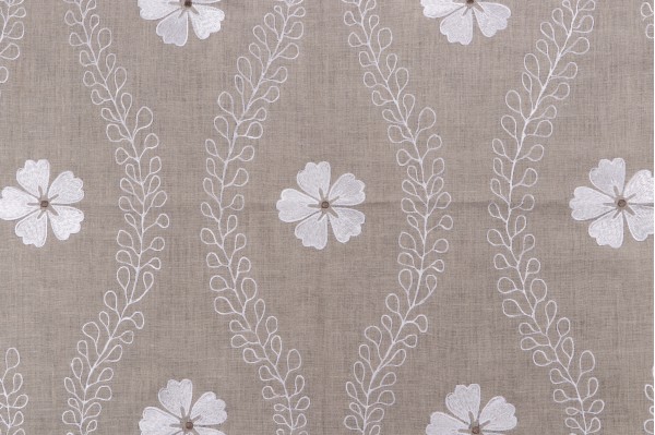 Thibaut Standish AW2551 Embroidered Drapery Fabric in Flax