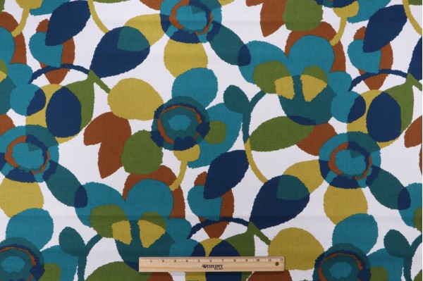 Click for 5.25 Yards Robert Allen Abstract Flora Printed Drapery Fabric in Turquoise Robert Allen Abstract Flora Printed Drapery Fabric in Turquoise