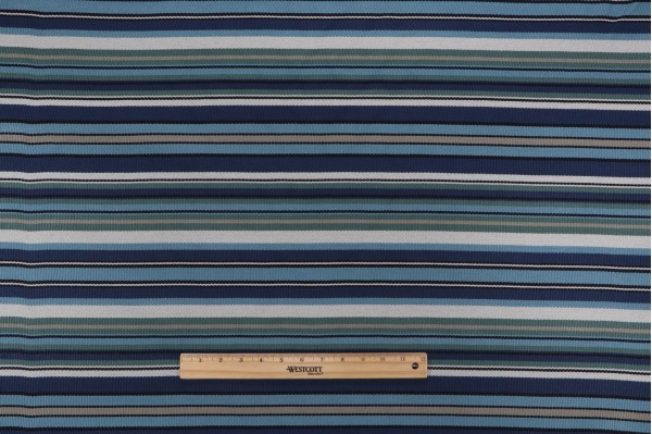 LebaTex Riverton Stripe 9133-90-SDW Woven Polyolefin Outdoor Fabric in Shoreline