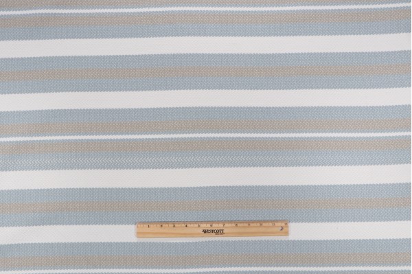 Scalamandre Santorini Stripe Woven Polyolefin Outdoor Fabric in Seagull