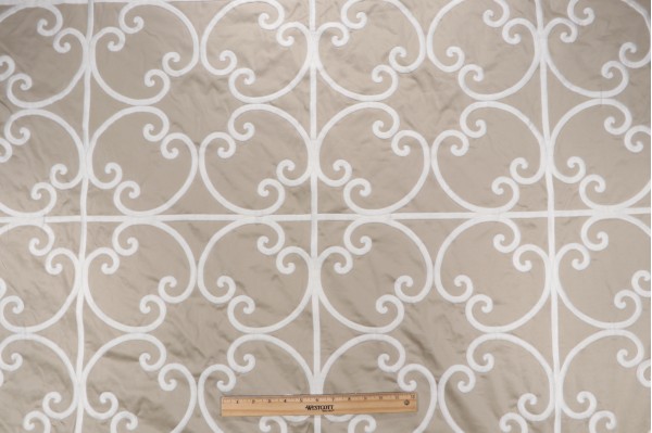Thibaut Cernobbia W714202 Embroidered Drapery Fabric in Beige