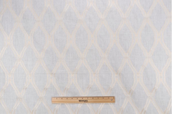 Thibaut Frankfurt W74108 Embroidered Linen Drapery Fabric in White