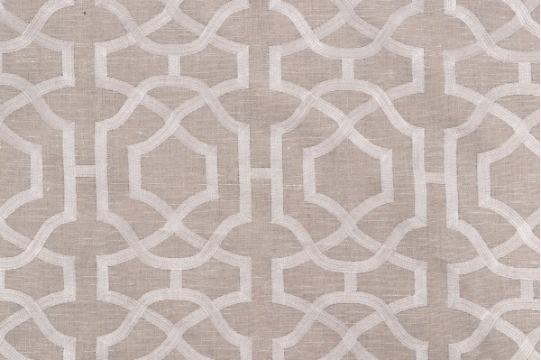 Anna French Alston Trellis W713027 Embroidered Linen Drapery Fabric in Flax for Thibaut