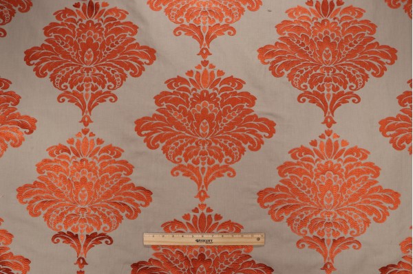 Thibaut Arturo Damask W713013 Embroidered Drapery Fabric in Orange