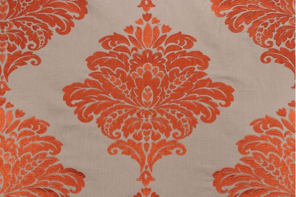 Thibaut Arturo Damask W713013 Embroidered Drapery Fabric in Orange