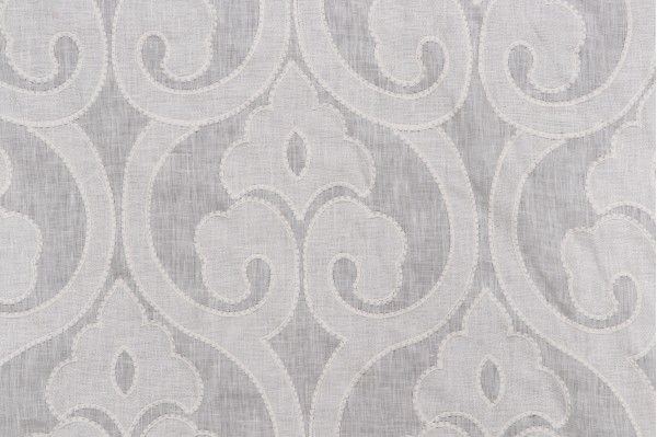 Thibaut Clovis W714263 Embroidered Linen Drapery Fabric in Off-White