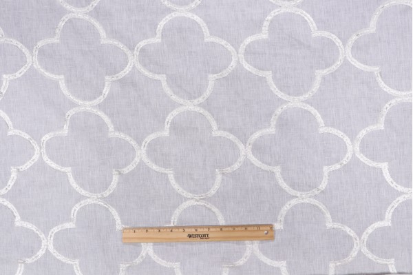 Thibaut Mara W716001 Embroidered Drapery Fabric in White
