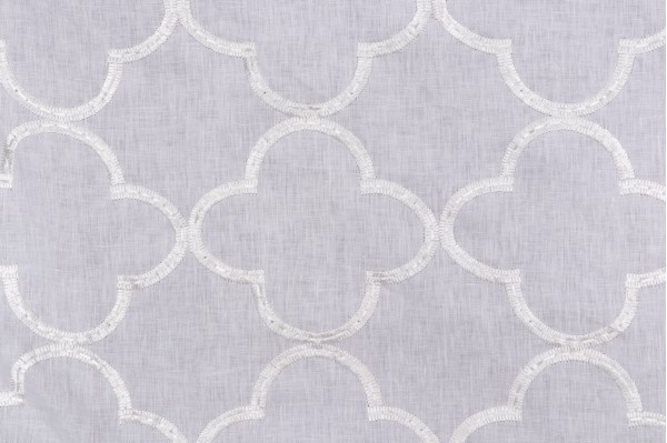Thibaut Mara W716001 Embroidered Drapery Fabric in White