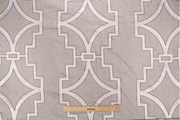 Anna French Songyue W736147 Embroidered Drapery Fabric in Natural for Thibaut