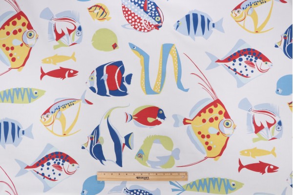 Click for 12 Yards Thibaut Cozumel F916040 Printed Cotton Drapery Fabric in Red, White and Blue Thibaut Cozumel F916040 Printed Cotton Drapery Fabric in Red, White and Blue