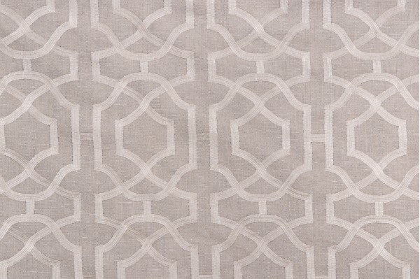 Anna French Alston Trellis W713027 Embroidered Linen Drapery Fabric in Flax for Thibaut