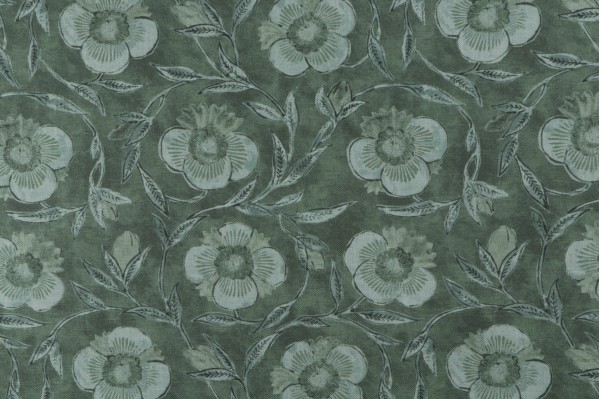 P Kaufmann Pondicherry Trail Printed Cotton Blend Drapery Fabric in Juniper 