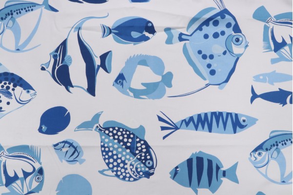 Thibaut Cozumel F916043 Printed Cotton Drapery Fabric in Blue