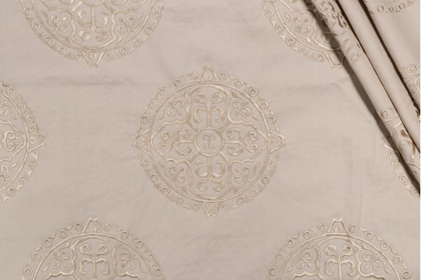 Thibaut Halie W736102 Embroidered Drapery Fabric in Neutral