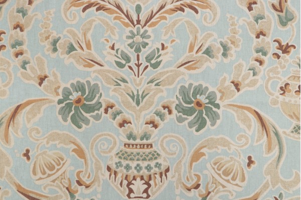 Thibaut Palisades F93824 Printed Linen Blend Drapery Fabric in Aqua