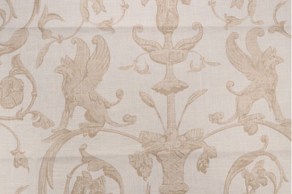 Thibaut Renaissance F91316 Printed Linen Blend Drapery Fabric in Beige