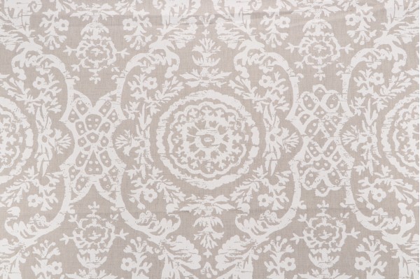 Thibaut Sansome F94155 Printed Linen Blend Drapery Fabric in White on Natural