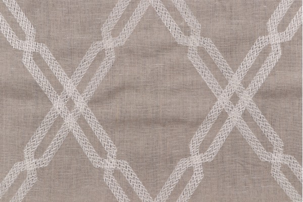 Thibaut Fusion Trellis W736148 Embroidered Linen Drapery Fabric in Natural