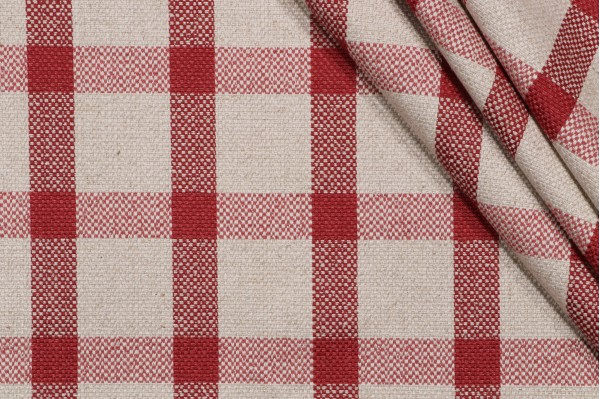 Thibaut Chandler Check W80076 Woven Upholstery Fabric in Cranberry