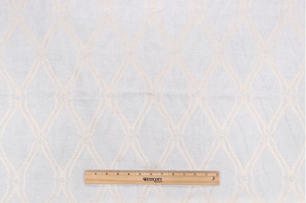 Click for 2.88 Yards Thibaut Frankfurt W74108 Embroidered Linen Drapery Fabric in White Thibaut Frankfurt W74108 Embroidered Linen Drapery Fabric in White