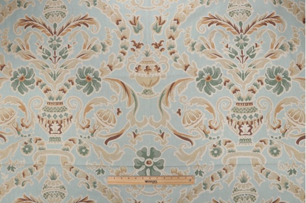 Thibaut Palisades F93824 Printed Linen Blend Drapery Fabric in Aqua