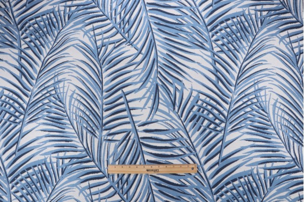 Anna French West Palm W80562 Woven Solution Dyed Acrylic Outdoor Fabric in Blue on White for Thibaut