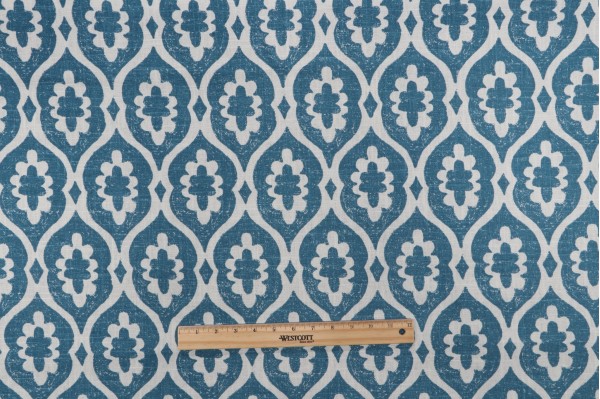 Thibaut Lucas F913046 Printed Linen Blend Drapery Fabric in Blue