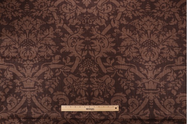 Thibaut Residence Damask F91350 Printed Linen Blend Drapery Fabric in Brown
