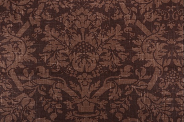 Thibaut Residence Damask F91350 Printed Linen Blend Drapery Fabric in Brown