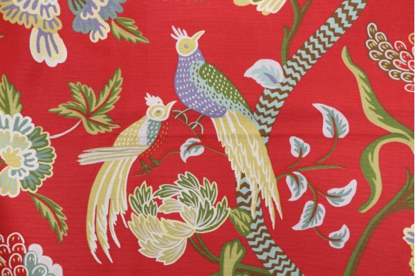 Anna French Janta Bazaar F964161 Printed Linen Blend Drapery Fabric in Red for Thibaut