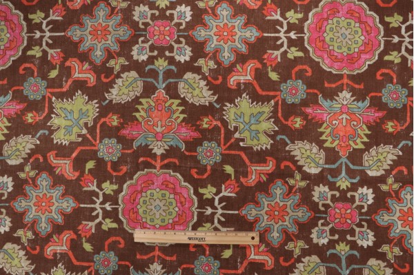 Click for 1.38 Yards Thibaut Mahal F964133 Printed Linen Blend Drapery Fabric in Chocolate Thibaut Mahal F964133 Printed Linen Blend Drapery Fabric in Chocolate