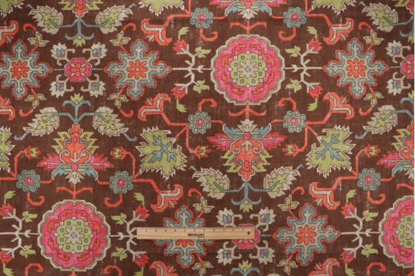 Click for 1.25 Yards Thibaut Mahal F964133 Printed Linen Blend Drapery Fabric in Chocolate Thibaut Mahal F964133 Printed Linen Blend Drapery Fabric in Chocolate