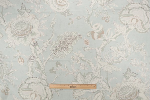 Thibaut Rittenhouse F94149 Printed Cotton Blend Drapery Fabric in Sea Glass
