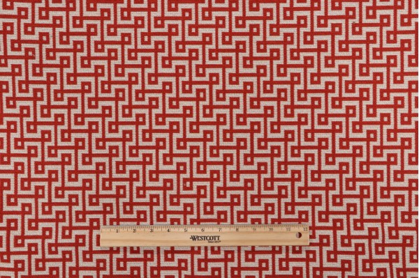 Thibaut Circuit W74331 Woven Upholstery Fabric in Tomato on Almond