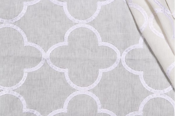 Thibaut Mara W716001 Embroidered Drapery Fabric in White